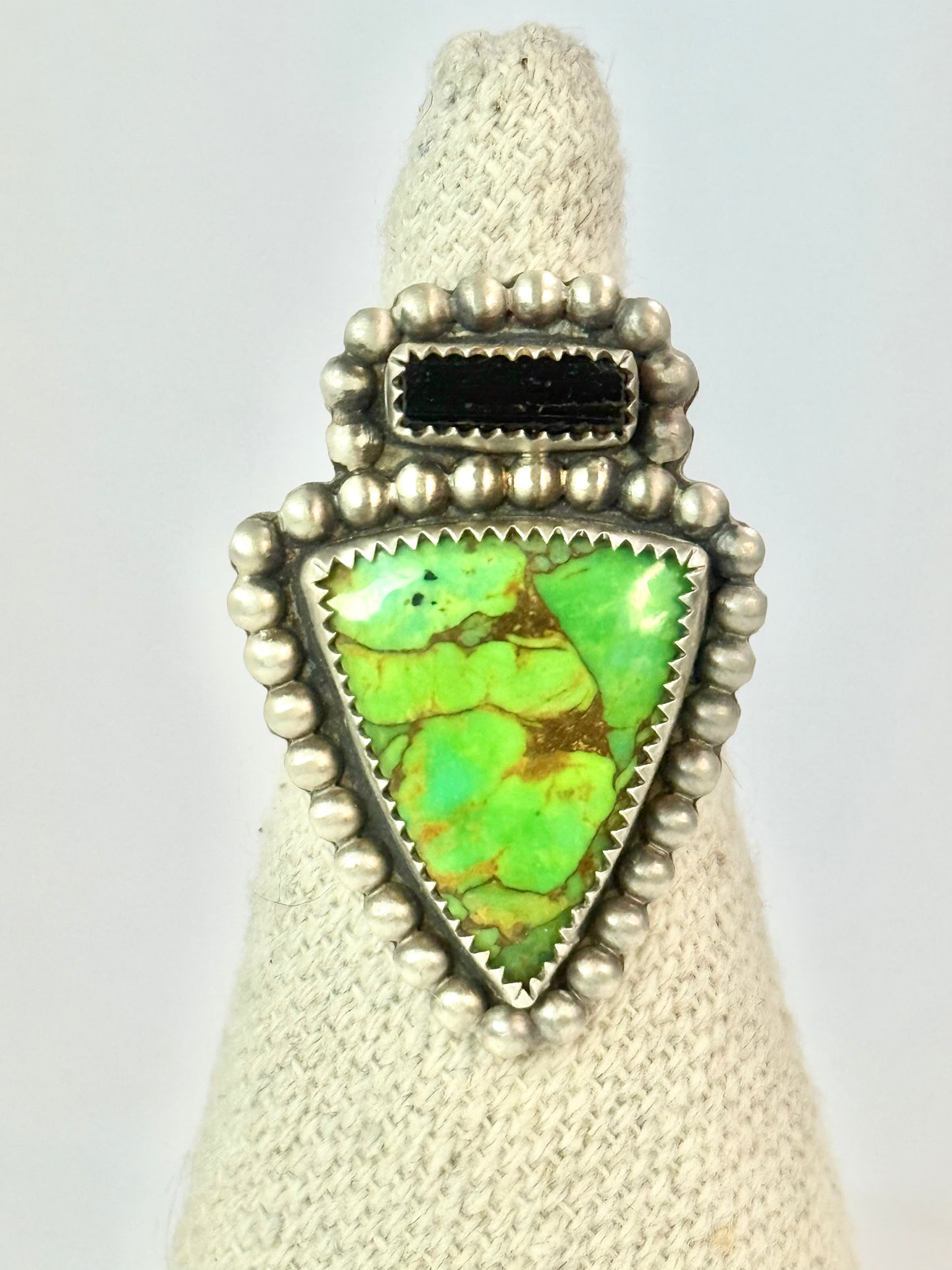 Green "Arrowhead" Turquoise Ring - Size 8.75