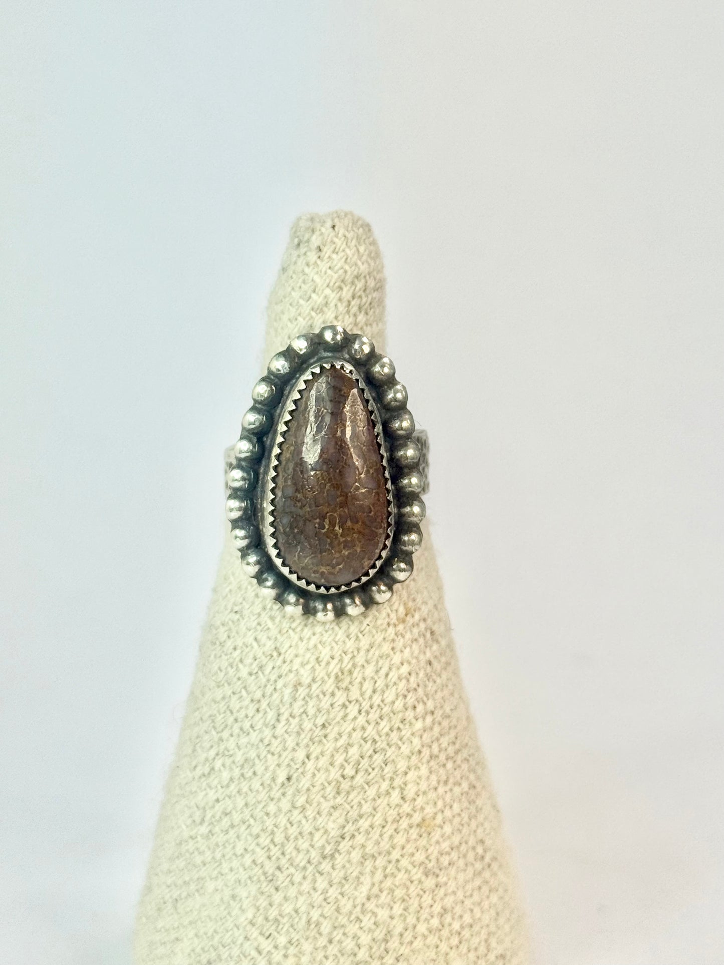 Dinosaur Gembone Teardrop Ring - Size 7.25