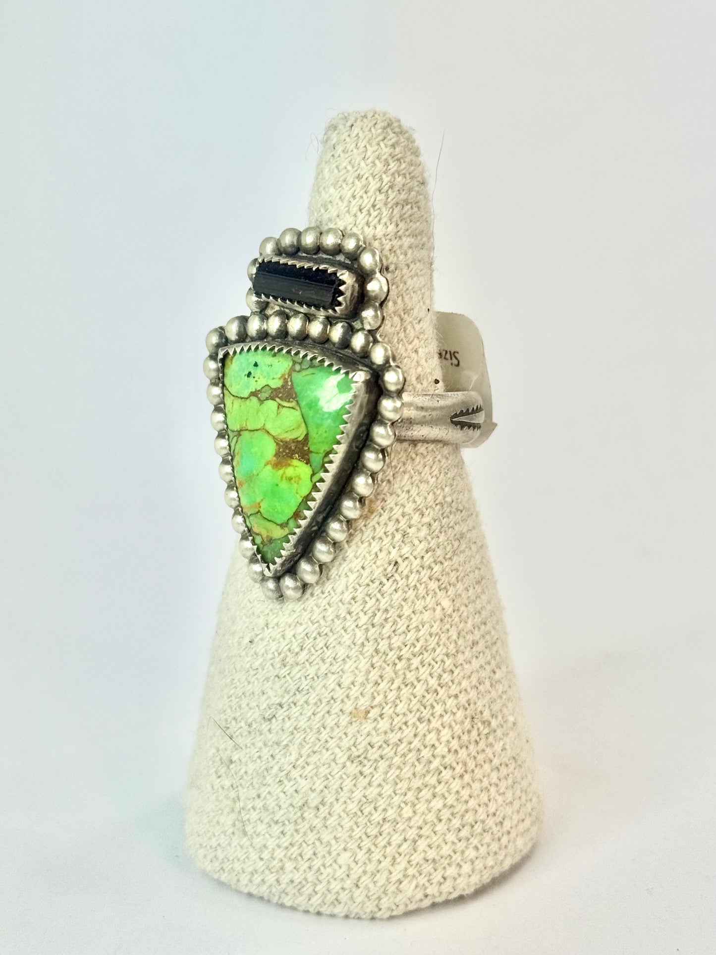 Green "Arrowhead" Turquoise Ring - Size 8.75