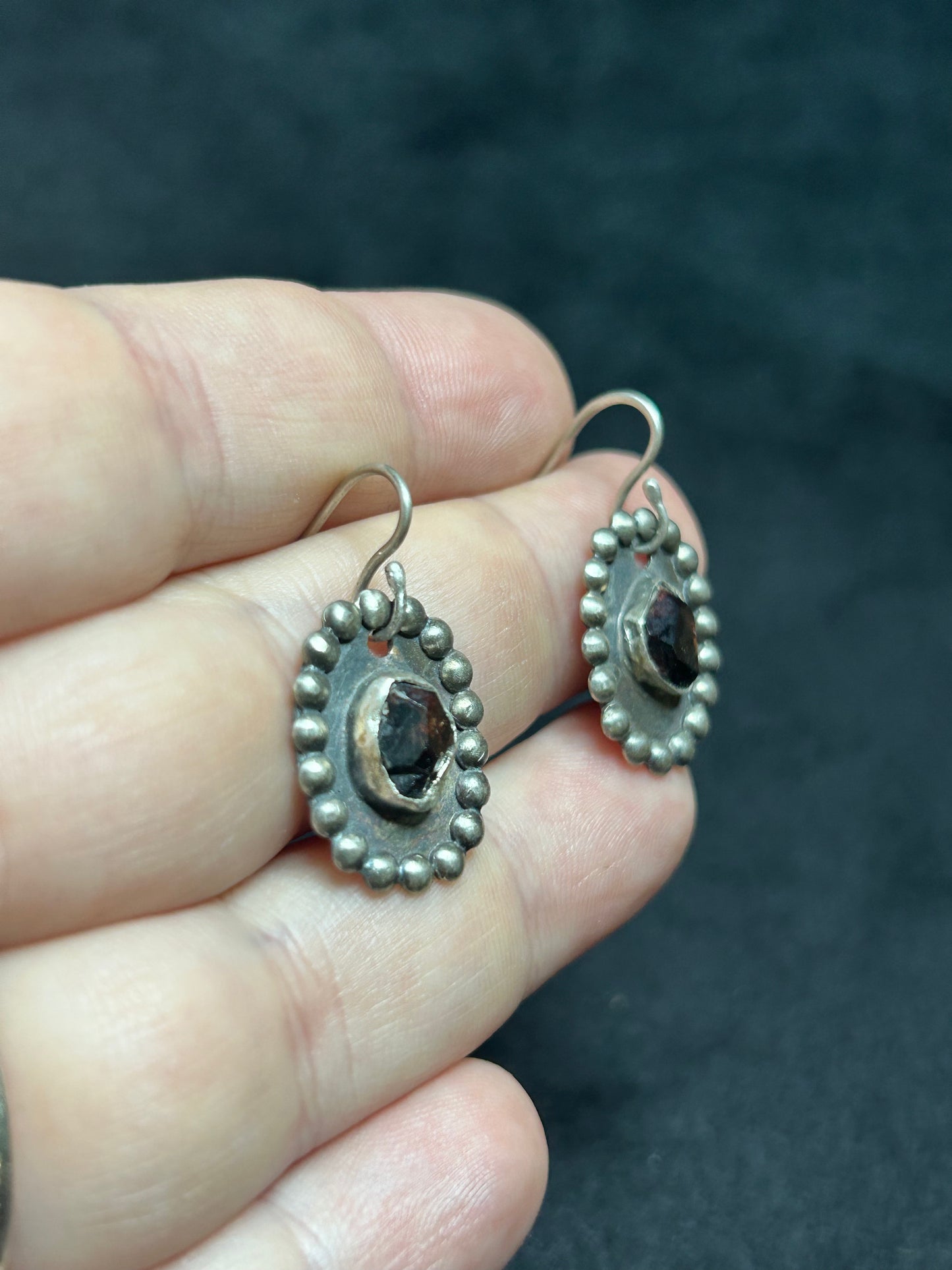 Garnet Shield Earrings