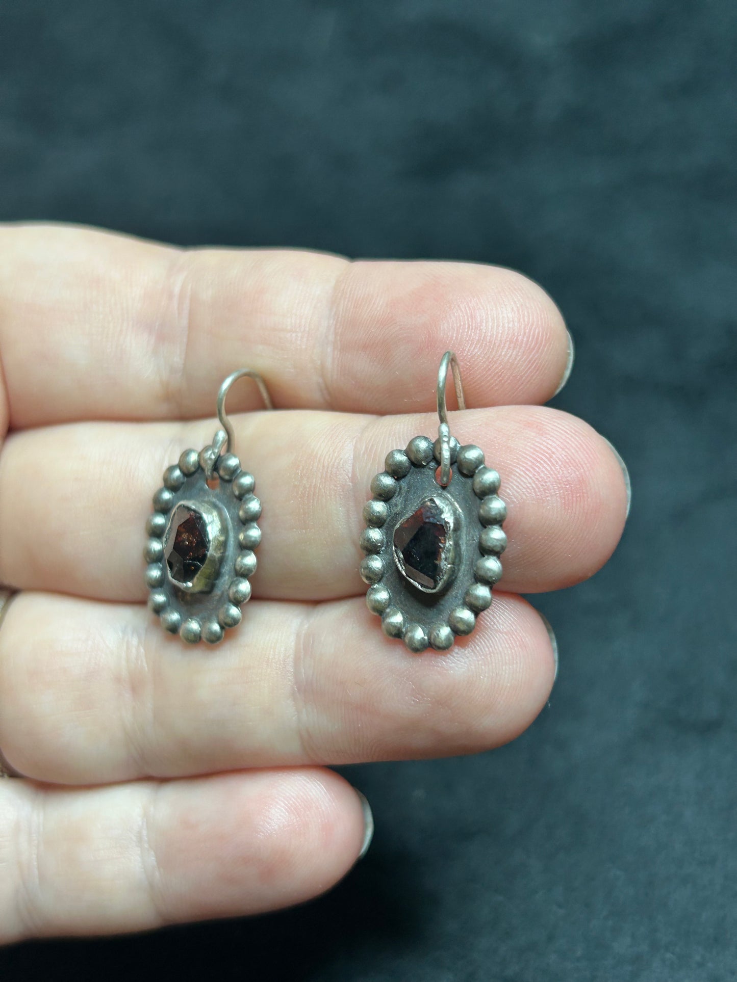 Garnet Shield Earrings