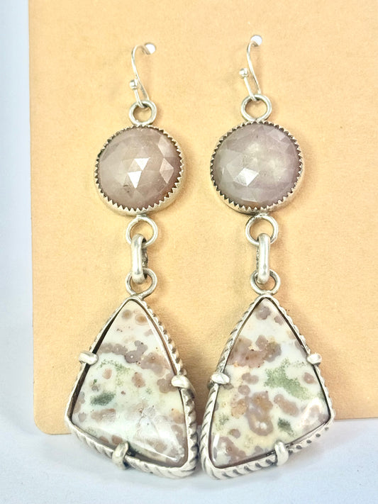 Rose Quartz & Agate Earrings