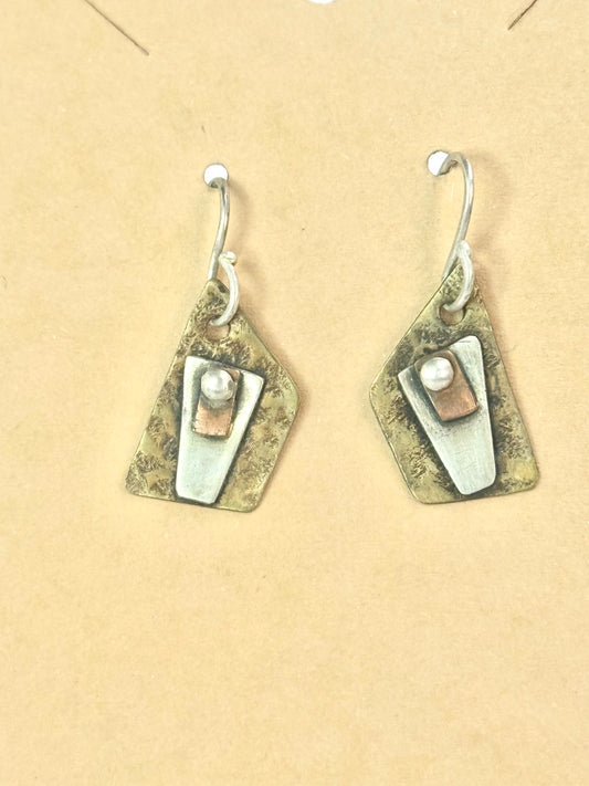 Abstract Mixed Metal Earrings