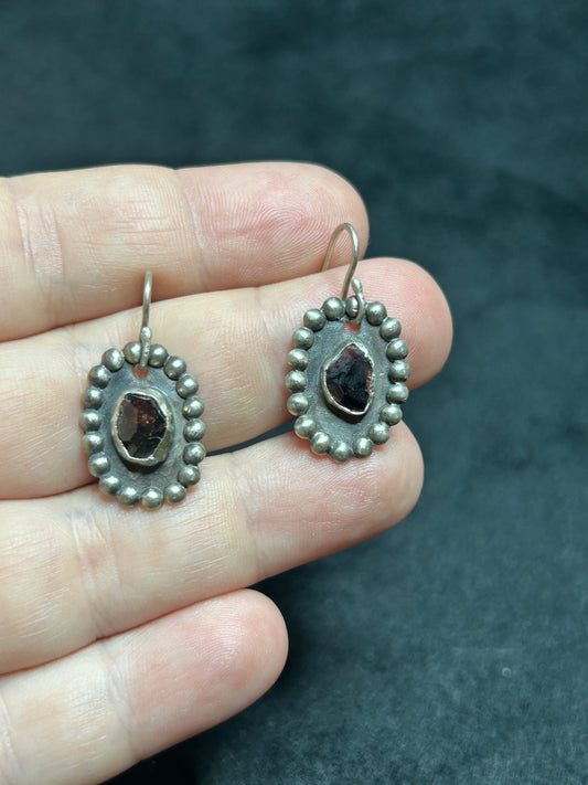 Garnet Shield Earrings